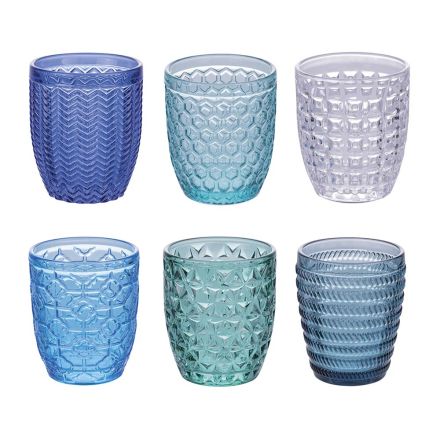 12 vattenglas 350 ml i olika färger och dekorationer - Ocean Viadurini