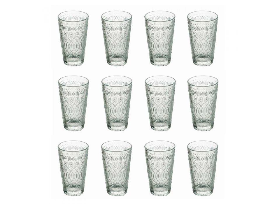 12 dekorerade genomskinliga glasdrycksglasögon för drycker - Marockobic Viadurini