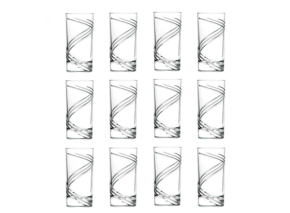 12 Tall Tumbler Cocktailglas i italiensk ekologisk kristall - cyklon Viadurini