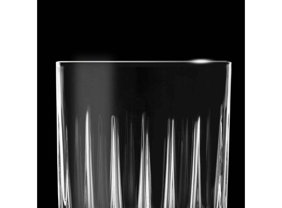 12 likörglasögon i ekokristall med linjära designdekorationer - Senzatempo Viadurini
