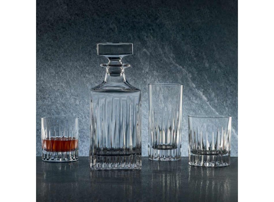 12 låga whiskyglas eller tumlarevatten i ekologisk kristall - Voglia Viadurini