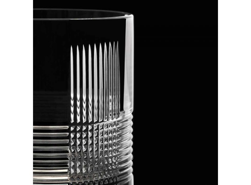 12 glas för vatten eller whisky Vintage Design i dekorerad kristall - taktil