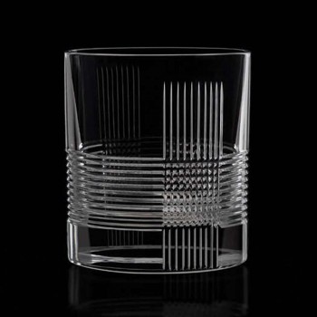 12 glas för vatten eller whisky Vintage Design i dekorerad kristall - taktil