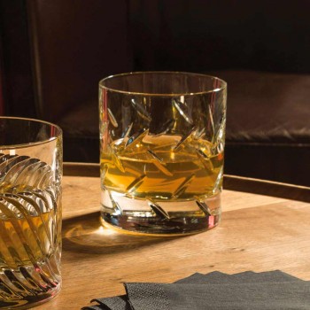 12 glas för whisky eller vatten i ekokristall med moderna dekorationer - arytmi