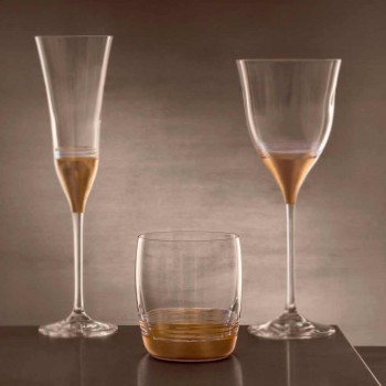 12 låga glasögon för vatten med guld, platina eller bronsblad - Soffio