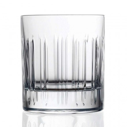 12 whisky- eller kristallvattenglas med lyxig linjär dekoration - arytmi Viadurini