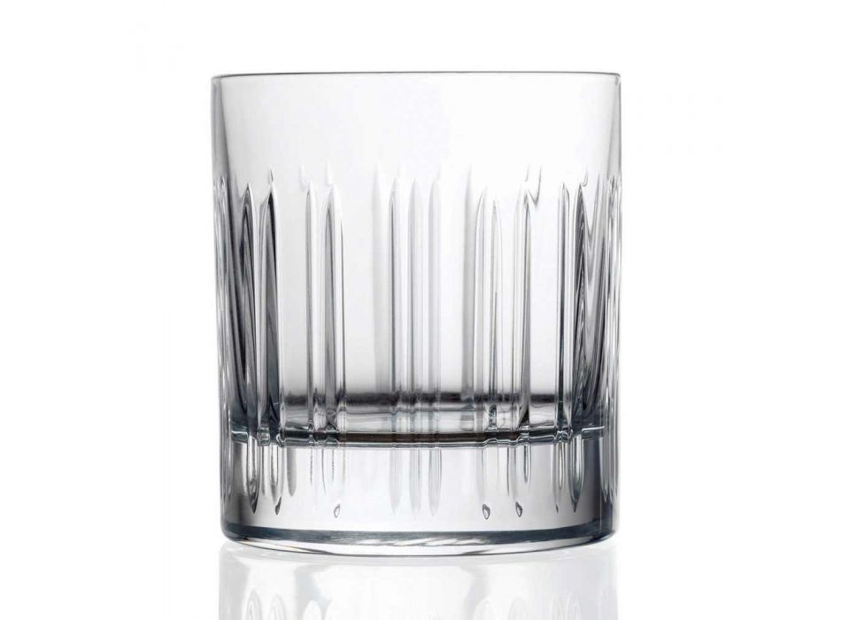 12 whisky- eller kristallvattenglas med lyxig linjär dekoration - arytmi