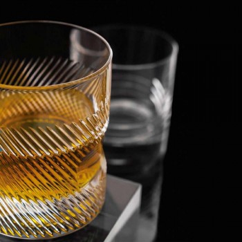 12 whisky- eller vattenglasögon i ekokristall dekorerad vintage design - taktil