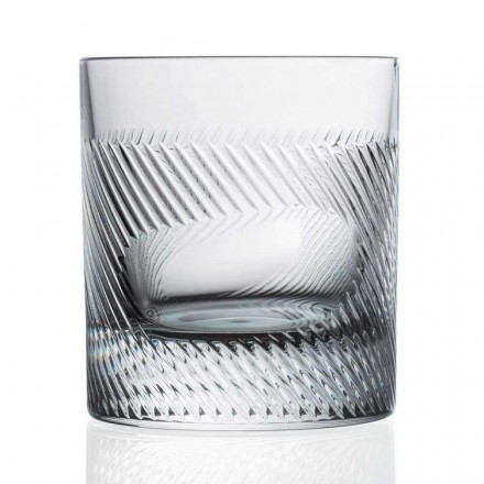 12 whisky- eller vattenglasögon i ekokristall dekorerad vintage design - taktil Viadurini
