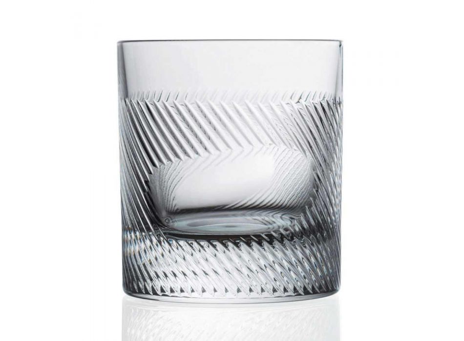 12 whisky- eller vattenglasögon i ekokristall dekorerad vintage design - taktil
