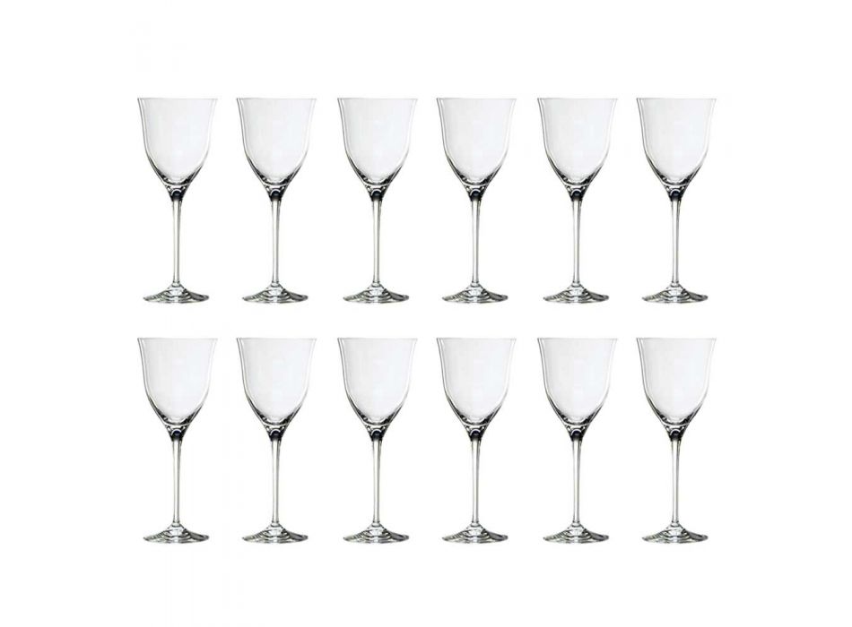 12 vita vinglas i ekologisk kristall minimal lyxdesign - slät Viadurini