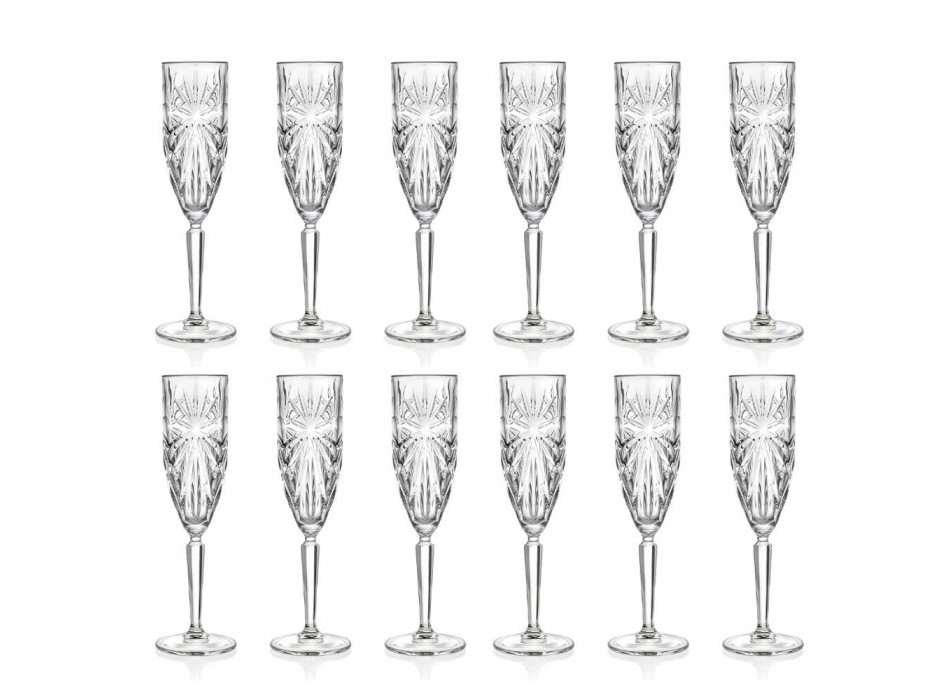 12 flöjtglas glas för champagne eller prosecco i Eco - Daniele Crystal Viadurini