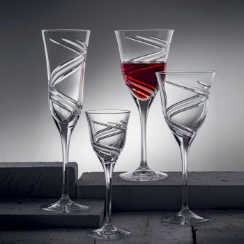 12 champagneflöjtglasögon i innovativt dekorerad ekologisk kristall - cyklon