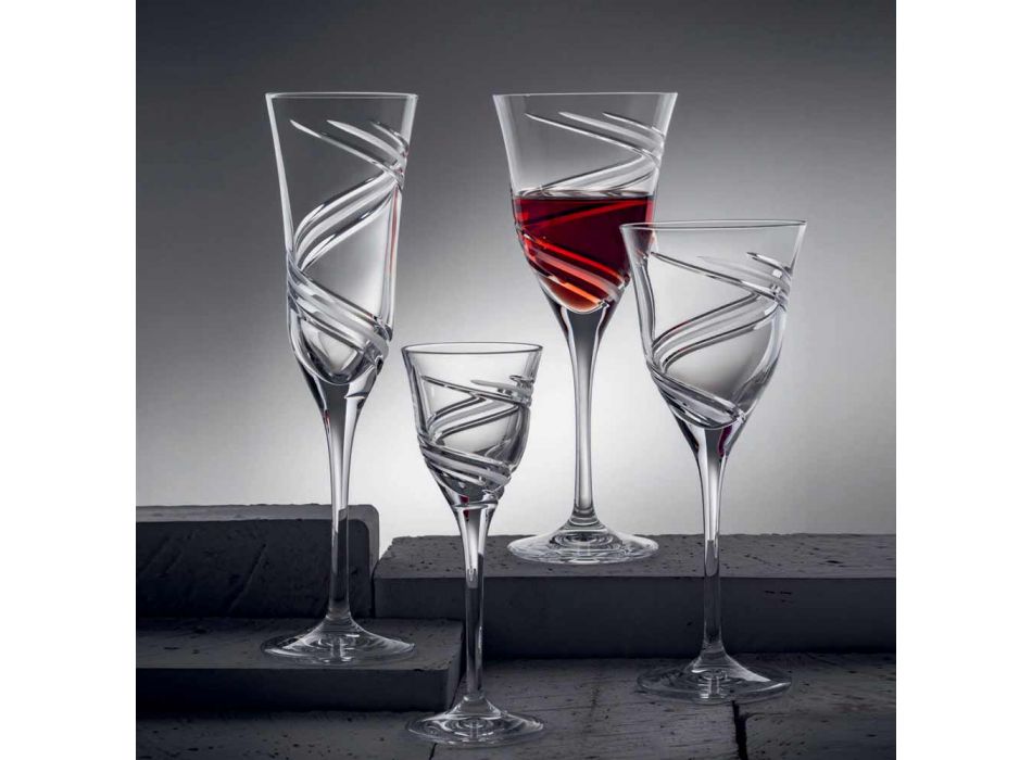 12 champagneflöjtglasögon i innovativt dekorerad ekologisk kristall - cyklon