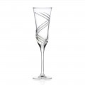 12 champagneflöjtglasögon i dekorerad ekologisk kristall tillverkad i Italien - cyklon