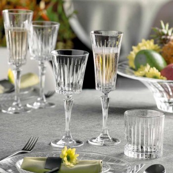 12 flöjtglas för mousserande vin med dekorationer med linjära skärningar i ekokristall - Senzatempo