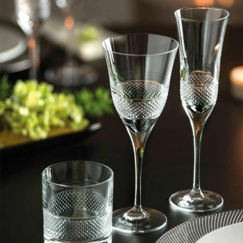 12 flöjtglas för champagne i ekologisk kristall med manuell dekoration - Milito