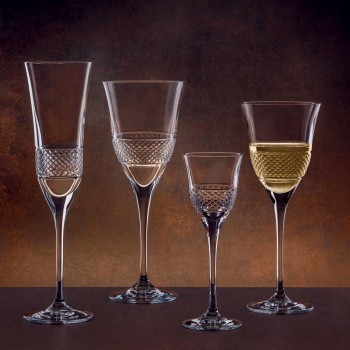 12 flöjtglas för champagne i ekologisk kristall med manuell dekoration - Milito