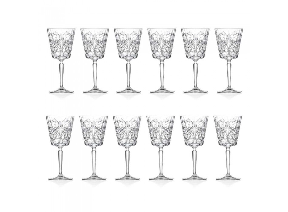 12 glas för vatten, drycker eller cocktaildesign i dekorerad ekokristall - Destino Viadurini