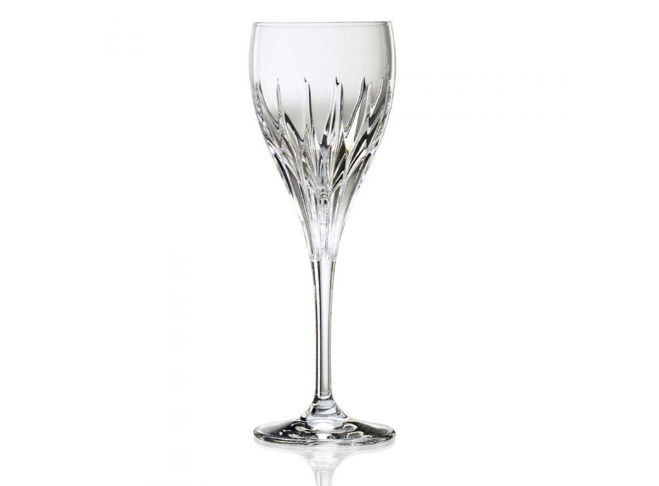12 handdekorerade vita vinglas i ekologisk lyxkristall - Voglia Viadurini