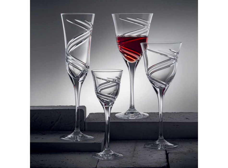 12 glas för vitt vin i dekorerad och satin ekologisk kristall - cyklon