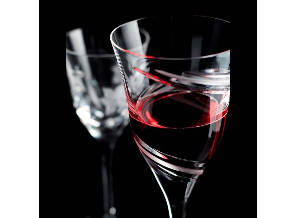 12 glas för vitt vin i dekorerad och satin ekologisk kristall - cyklon Viadurini