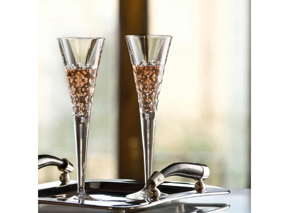 12 vinglas fluterglas för kristallbubblor - Titanioball Viadurini