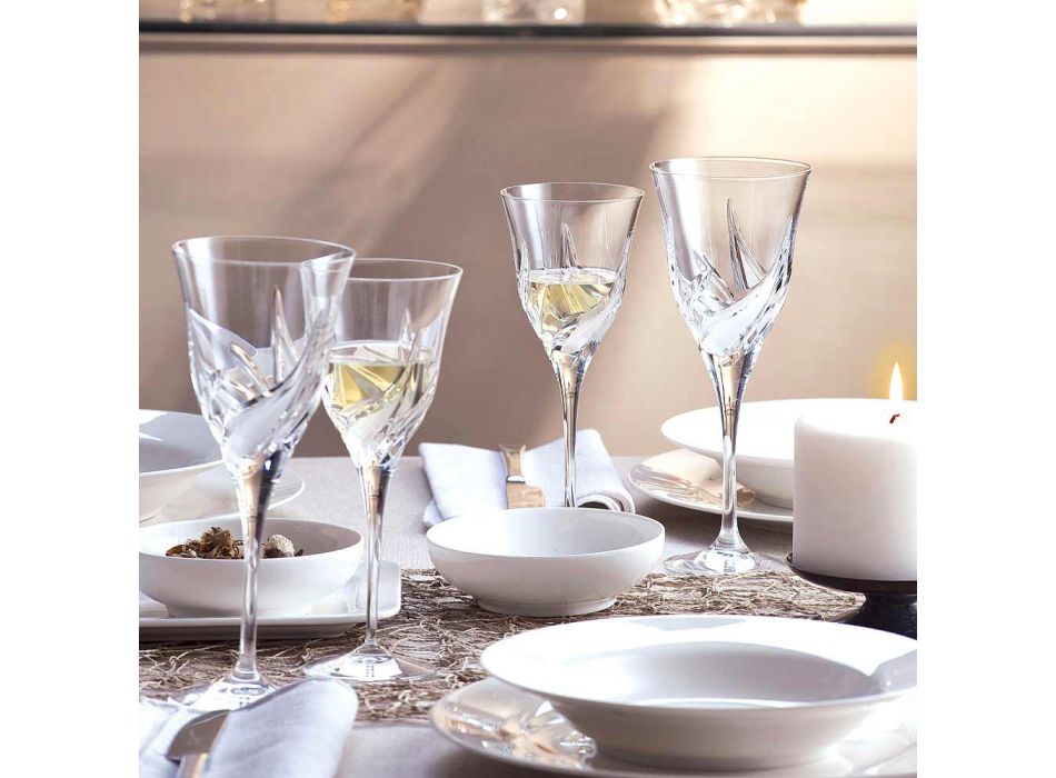 12 lyxdesign vita vinglas i handdekorerad ekokristall - advent Viadurini