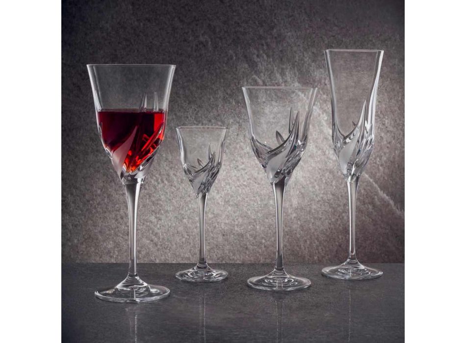 12 lyxdesign vita vinglas i handdekorerad ekokristall - advent Viadurini