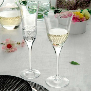 12 vita vinglas i ekologisk kristall lyxdekorerad design - Milito