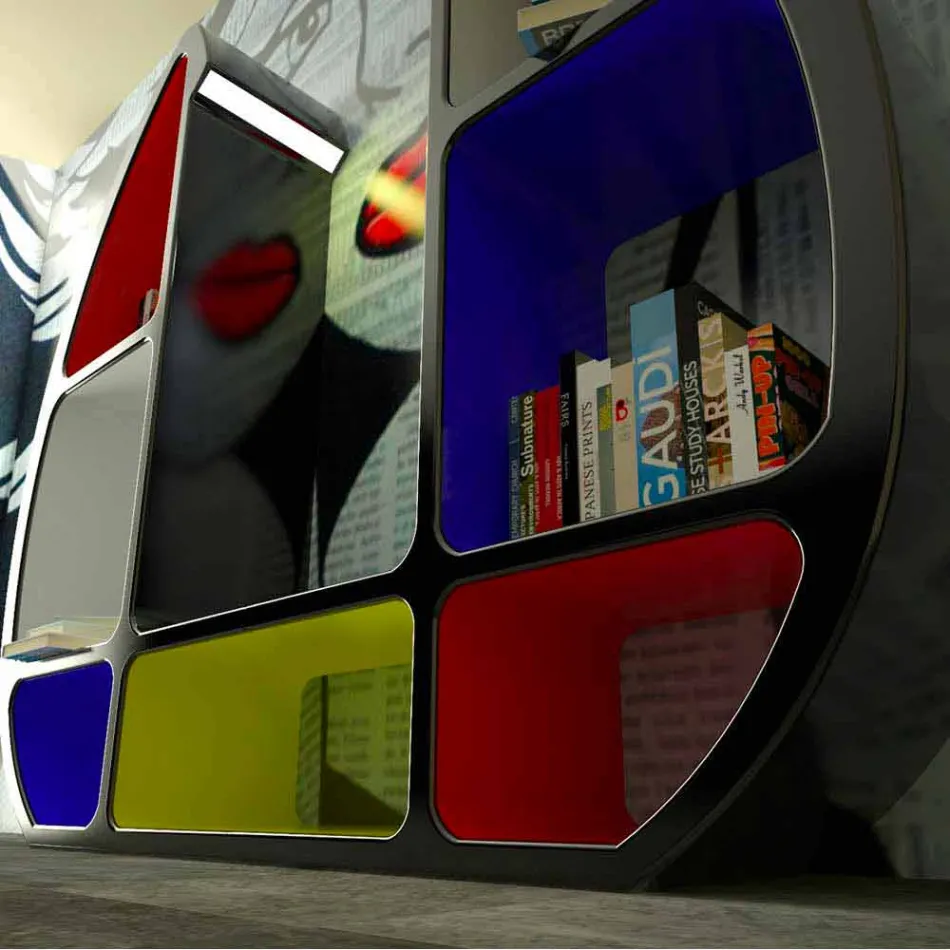 Shelley Modern bokhylla gjord i Italien Viadurini