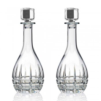 2 flaskor med rund vinpropp i dekorerad kristall - Fiucco