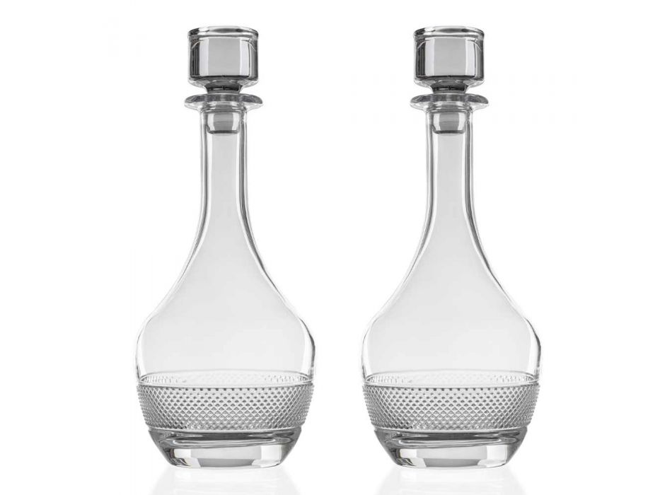 2 vinflaskor med ekologiskt kristalllock med rund design - Milito