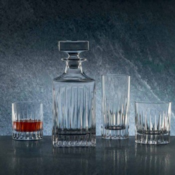 2 Crystal Whisky-flaskor med manuell slipning tillverkad i Italien - Voglia