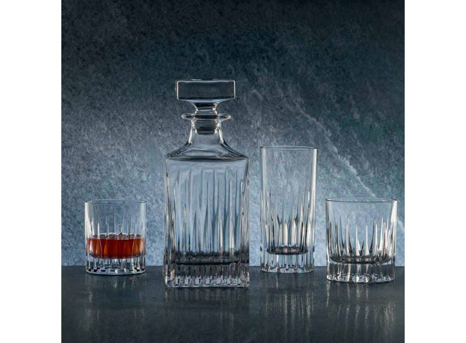 2 Crystal Whisky-flaskor med manuell slipning tillverkad i Italien - Voglia