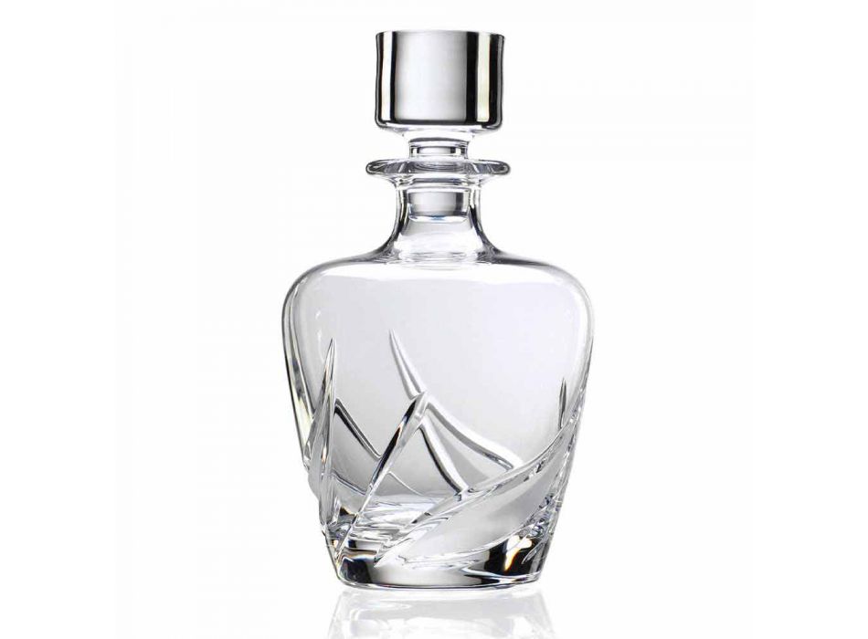 2 Crystal Whisky-flaskor med lyxigt dekorerad mössa - Advent Viadurini