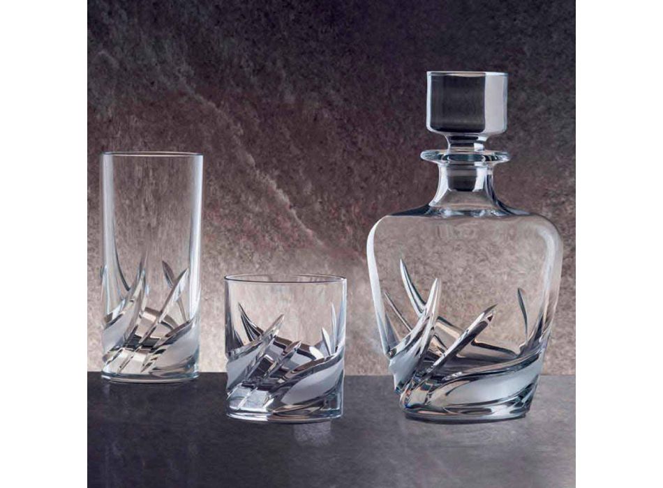 2 Crystal Whisky-flaskor med lyxigt dekorerad mössa - Advent Viadurini