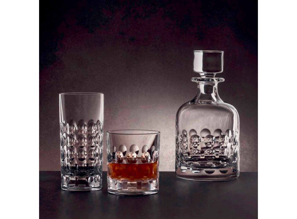 2 flaskor för whisky i ekologisk kristall dekorerad med lock - titanioball Viadurini