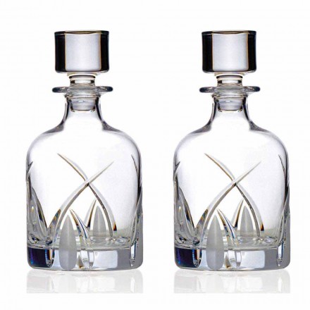 2 Whiskyflaskor med cylindrisk designlock i Eco Crystal - Montecristo Viadurini