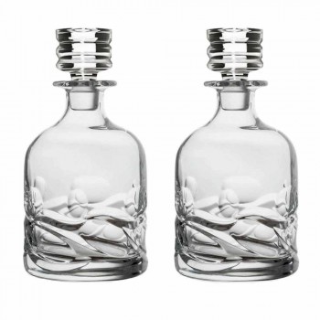 2 Eco-dekorerade Crystal Whisky-flaskor och lyxig designlock - Titanium