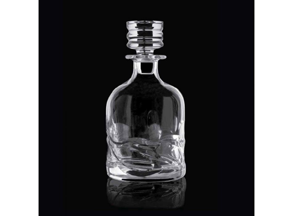 2 Eco-dekorerade Crystal Whisky-flaskor och lyxig designlock - Titanium Viadurini