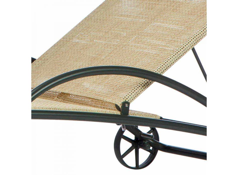 2 stapelbara utomhuschaiselonger i metall och tyg tillverkade i Italien - Perlo