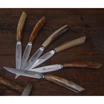 2 stekknivar med handtag i oxhorn eller trä tillverkat i Italien - Marino
