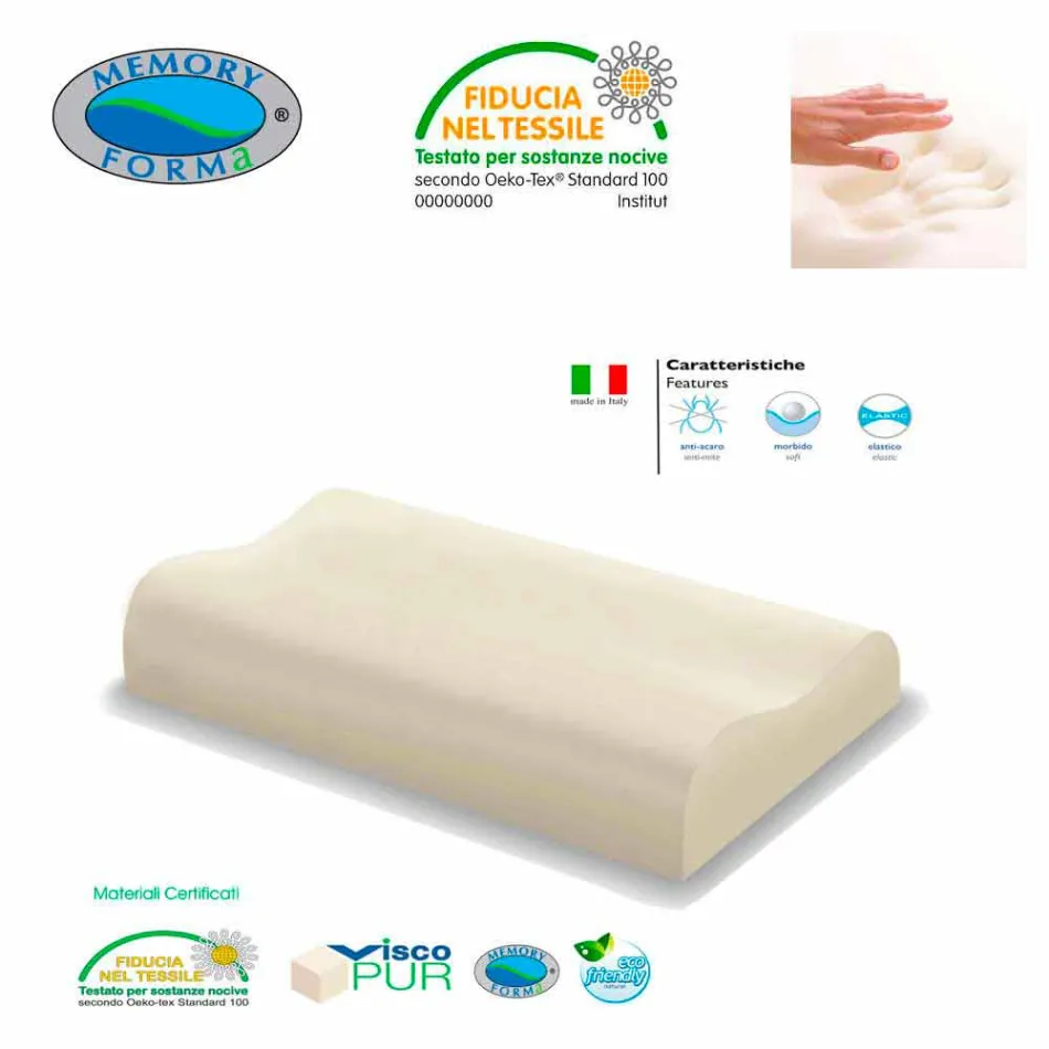 2 ergonomiska hypoallergena kuddar Memory Foam Memory Cervical Viadurini