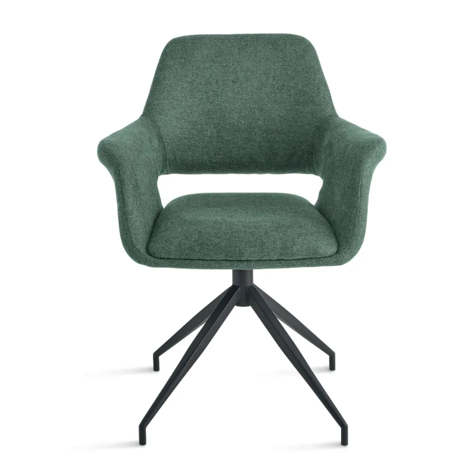 2 180° snurrfåtöljer klädda i tyg och metallram - Ivana Viadurini