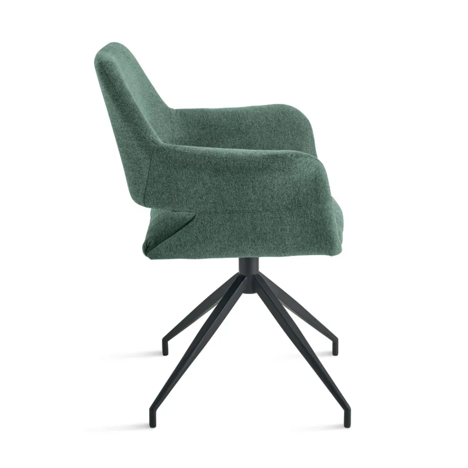 2 180° snurrfåtöljer klädda i tyg och metallram - Ivana Viadurini