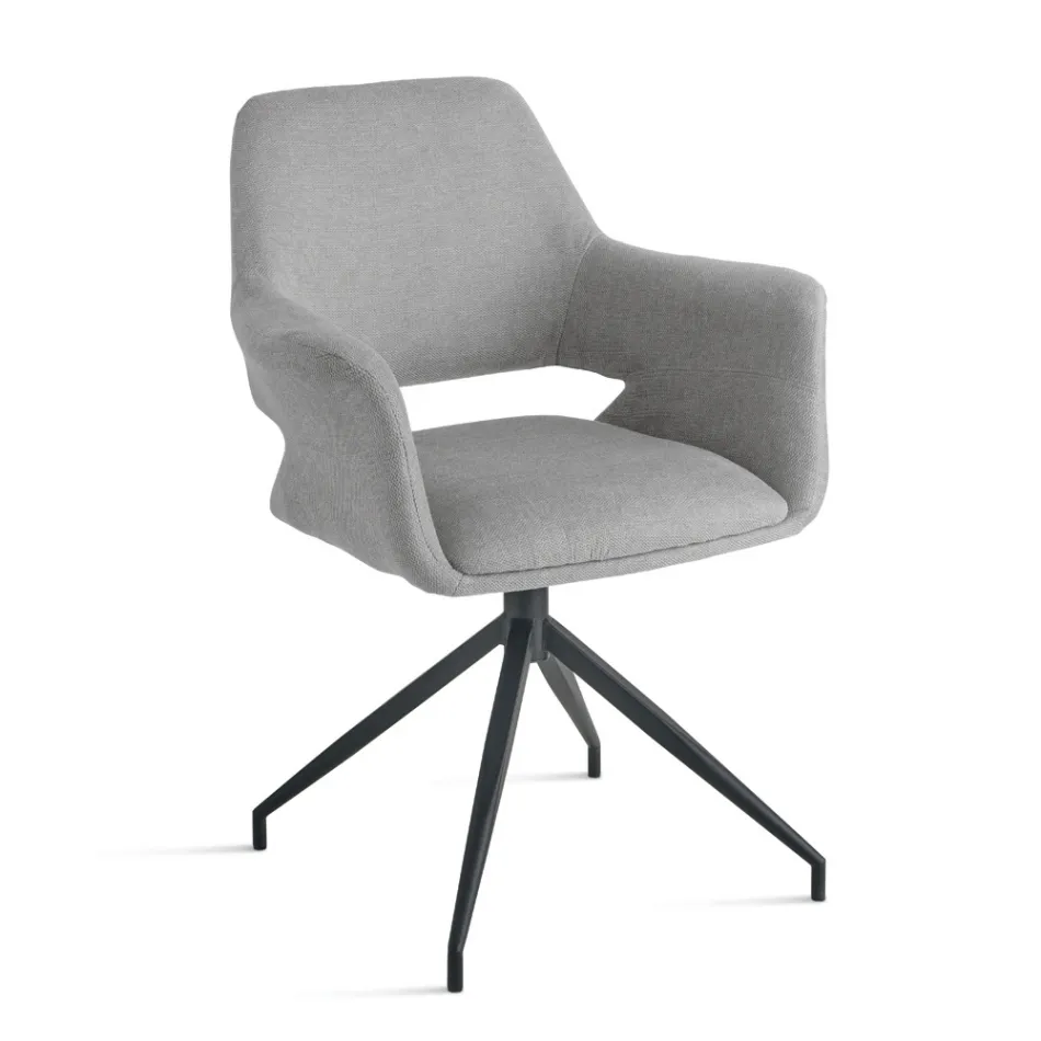 2 180° snurrfåtöljer klädda i tyg och metallram - Ivana Viadurini