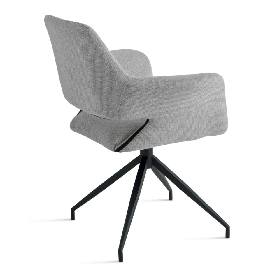 2 180° snurrfåtöljer klädda i tyg och metallram - Ivana Viadurini