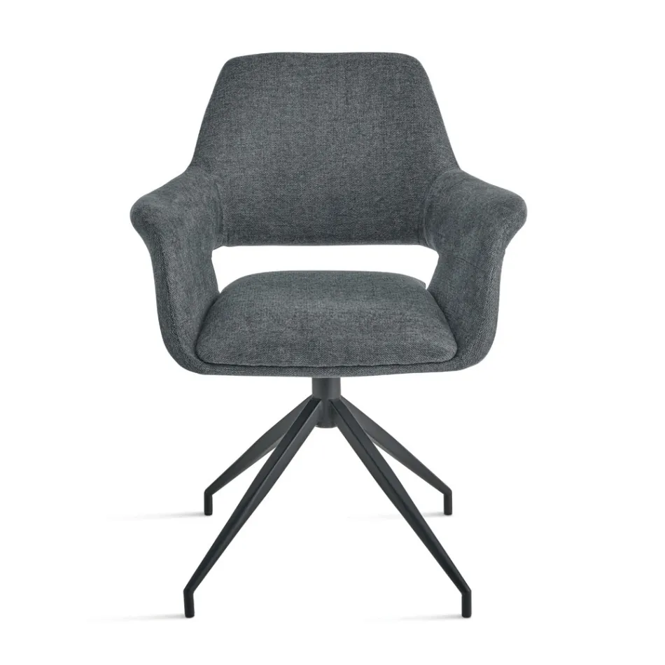 2 180° snurrfåtöljer klädda i tyg och metallram - Ivana Viadurini