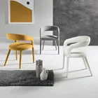 2 stoppade fåtöljer i bouclè-tyg med klädd ram - Domenica Viadurini